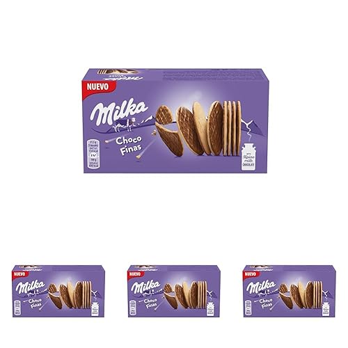 Milka Choco Finas Galletas con Chocolate con Leche de los Alpes 126g (Paquete de 4) - 126 g (Paquete de 4)