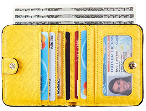 Toughergun Womens Rfid Blocking Small Compact Bifold Leather Pocket Wallet Ladies Mini Purse With Id Window (Sl Yellow) #TOP1