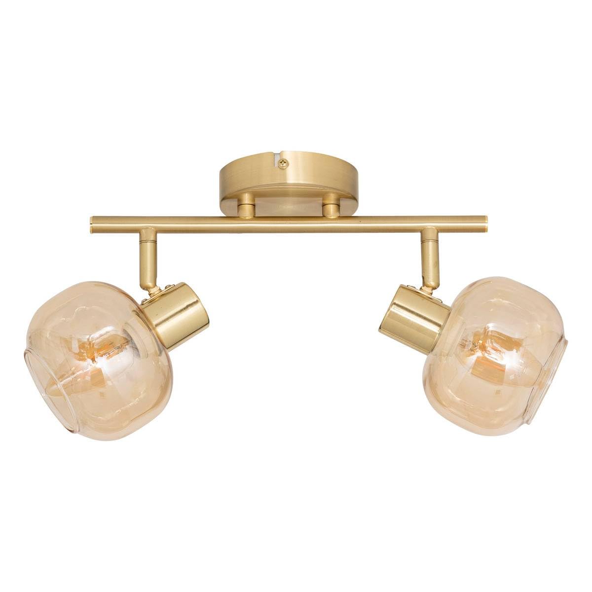 Atmosphera - Applique Murale Pilia - Plaffonier 2 Spots Orientables en Verre - Ampoules Non Incluses E14 25W - Luminaire pour Entrée, Couloir, Salon