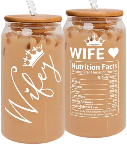 Gifts for Wife from Husband – Wife Gifts – Wedding Anniversary for Her, Birthday Gifts for Wife, Mothers Day Gifts for Wife, Her – I Love You Gifts for Her, Romantic Gifts for Her – 16 Oz Can Glass