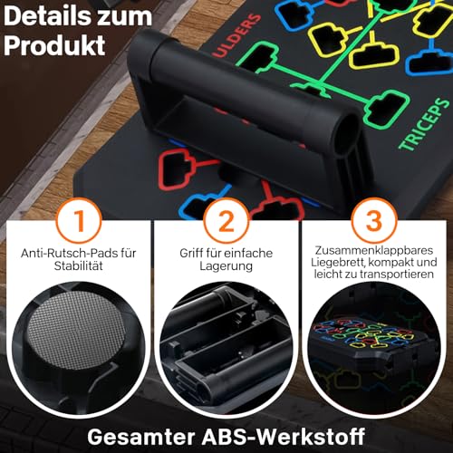 Planche de pompes pliable portable 12 en 1 avec poignée pour entraînement musculation efficace - Planche push up pour la maison - Équipement de appareil pompe musculation – Image 4