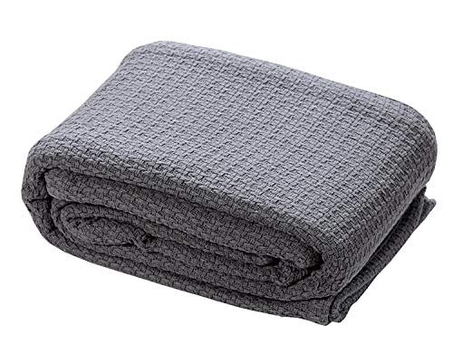 HILLFAIR 100% Soft Premium Combed Cotton Thermal Blanket– King Blankets – Soft Cozy Warm Cotton Blanket– Bed Throw Blanket– King Bed Blankets– All Season Cotton Blankets– Grey King Cotton Blankets - Image 3