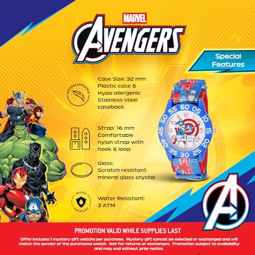 Montre Captain America avec bracelet nylon bleu résistant