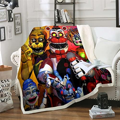 Fgolphd Five Nights at Freddy's Fleece Blankets for Adults Children, 100% Microfibre, Soft and Warm, for Sofa Bed and Sofa (1,100 x 140 cm)