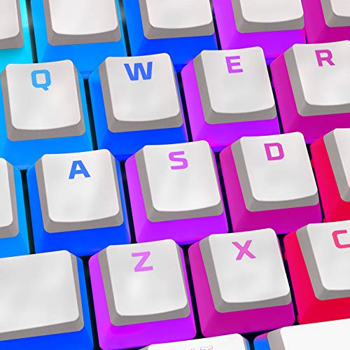 Pudding Copri tasti, Set Completo di Tasti Semitrasparenti, Realizzati in PBT, Resistenti a Usura, Attrito e Solventi, Font , Strumento Rimozione Copritasti, Layout Inglese, Bianco - Tastiera gaming - Immagine 3