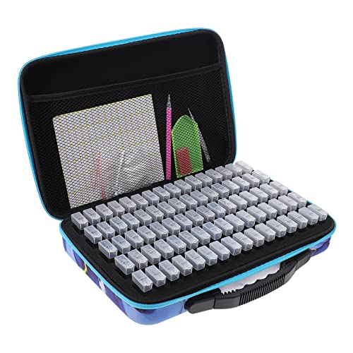 Image of ULTNICE Portable Storage Box 13X9X3 Inch with 80 Slots for DIY Rhinestone Holder and Craft Storage Container Organizer for Jewelry Making Supplies and Diamond Dotting Accessories