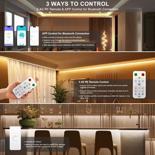 Image of PAUTIX CCT LED Controller Kit SP642E,iOS /Andriod App Control 2.4G RF Wireless Remote Control,CCT LED Controller /Dimmer,for CCT LED Strip Light,with Timing Function,Music Mode,Group Control