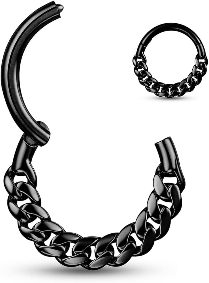 Septum rings hoops,1PCS 16G/8mm Ring Multi-Cones Surgical Stainless Steel Nose Ring Hoop Jewelry Clicker Cartilage Earring Hinged Segment Daith Piercing