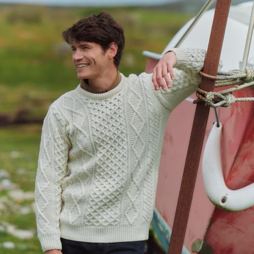 Eireann Mens Irish Cable Knit Sweater, 100% Super Soft Merino Wool, Made in Ireland2
