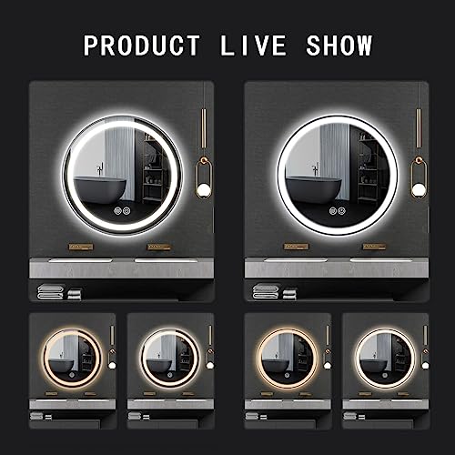 Miroir LED intelligent 50cm anti-explosion cadre gris bronze HD - 4