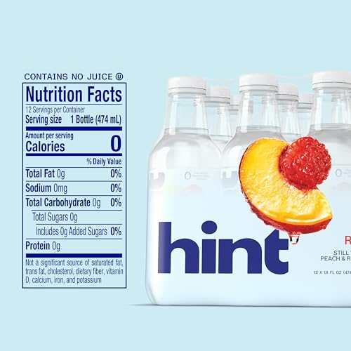 Image of Hint Fruit-Infused Bottled Water, Peach Raspberry - Sugar Free Flavored Water with Zero Calories, Naturally Flavored, and No Artificial Sweeteners - 16 Fl Oz (Pack of 12)
