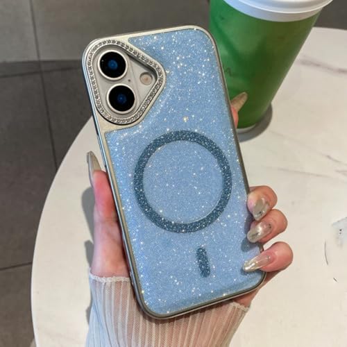 Coque de téléphone de luxe pour iPhone 14 Pro bleue magnétique et antichoc