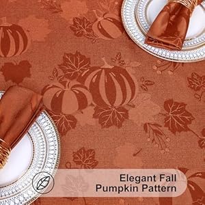 Smiry Thanksgiving Tablecloth 60x102 Inch, Fall Waterproof Damask Table Cloth for Rectangle Table, Pumpkin Fabric Jacquard Table Covers for Harvest Parties, and Holiday Dinner, Terracotta/Rust Smiry Thanksgiving Tablecloth 60×102 Inch Fall Waterproof Damask Table Cloth for Rectangle Table Pumpkin Fabric Jacquard Table Covers for Harvest Parties and Holiday Dinner TerracottaRust