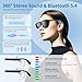 ALOUS Smart Glasses for Men & Women,Bluetooth Glasses with Open Ear Sound Mic & Speakers, Intelligent Touch,Magnetic Charging,Indoor/Outdoor UV Protection and Voice Assistant (Black Lens)