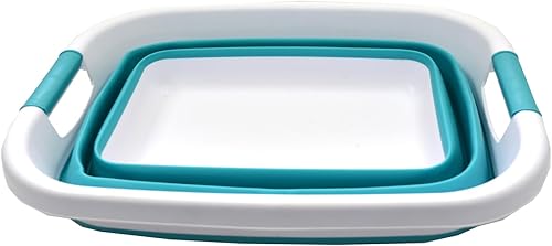 Miniatura 3 de SAMMART 2 pcs Set  25L (6.6 Gallon) Collapsible Plasic Laundry Basket &amp; 9.2L (2.37 Gallon) Collapsible Basket with handle (Laundry Basket+Handy