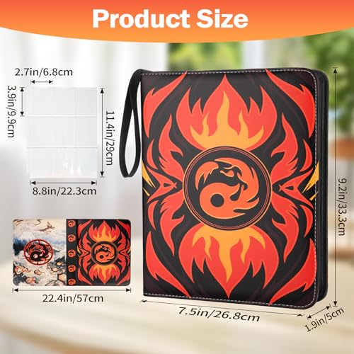 Image of 9 Pocket Card Binder for MTG /YGO /PTCG /Game Cards, Holds 900 Cards,Premium Card Collector Book for TCG Players,Toys Gifts for Kids(Red)
