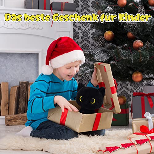 Yamepuia Schwarze Katze PlüSchtier,22CM Kawaii Katze Kuscheltier,Niedliche Cartoon Schwarze Katzen Kuscheltier Geschenke füR Kinder Jungen & MäDchen