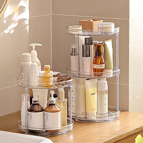 ROWNYEON Skincare Organizers Spinning Organizer Rotating Makeup Organizer Bathroom counter Organizer Perfume Organizer kitchen Storage, 2-Tier (9.25'')