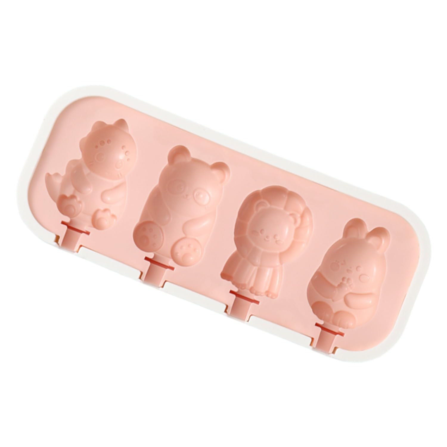 TLISMI Cute Animal Theme Non-Stick Silicone Ice Cream Molds with 6 Reusable Sticks, BPA Free, Easy Release, DIY Shapes Kulfi Popsicle Dessert Mould Ice Cream Pop Maker for Kids & Adults Multicolor