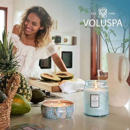 Image of Voluspa California Summers Large Scented Candle Jar, 18 Oz, 100 Hr Burn | Coconut Wax Blend in Decorative Glass, Clean Even Burn, USA Handcrafted Gift for Hosts, Fragrance Lovers & Relaxed Rooms