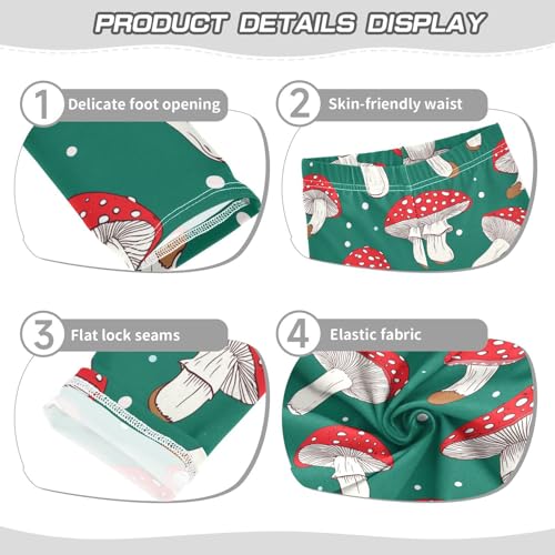 Wusikd Mushroomson Girls' Leggings Toddler Doodles Green Red Kids Yoga Pants Dance Active Tights 4T3