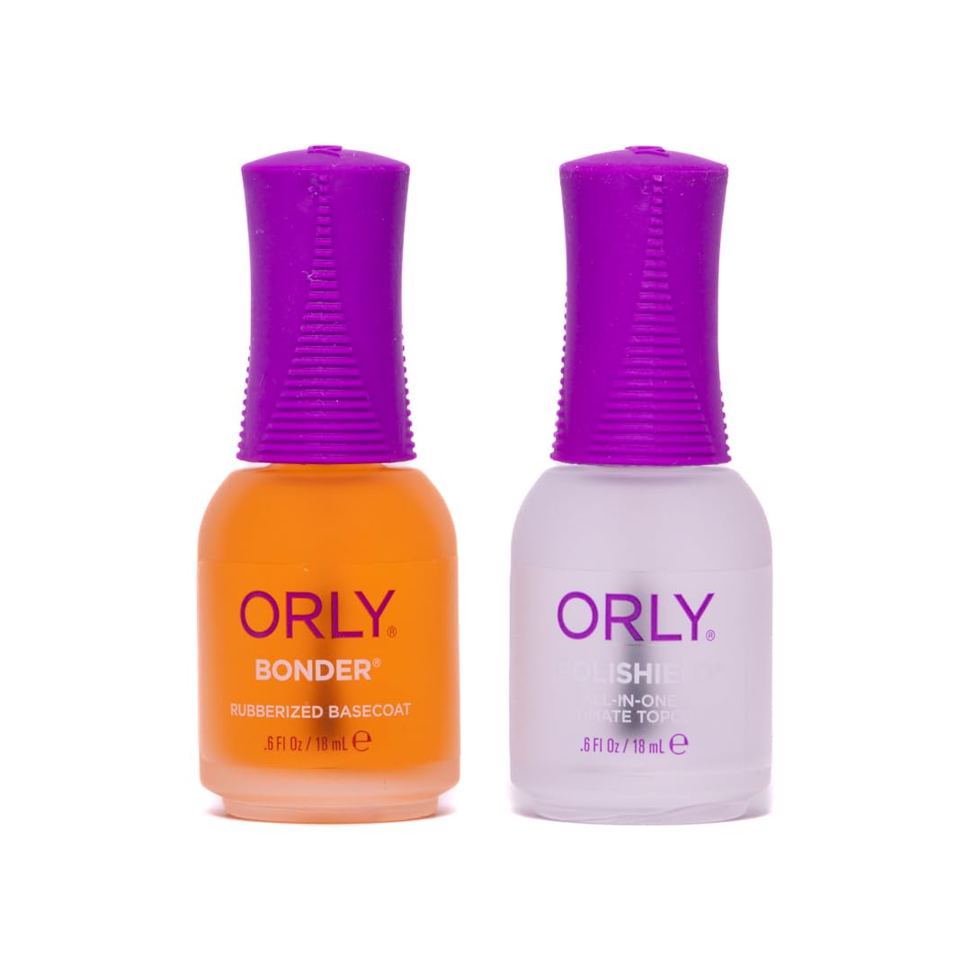 ORLY Bonder Basecoat & Polishield Topcoat Duo | Long-Lasting Nail Varnish Base & Topcoat Set | Chip-Resistant, Quick-Dry Formulas | Vegan Nail Care (18ml x 2)