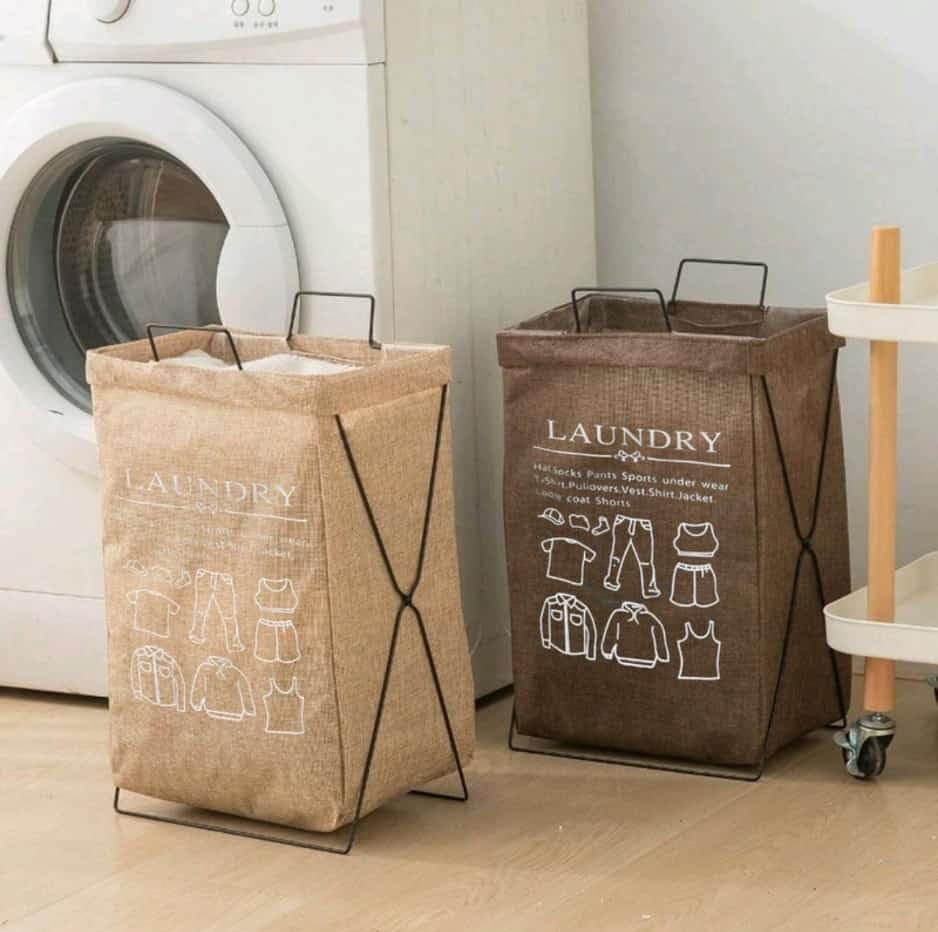 Dirty Clothes Laundry Hampers, Laundry Baskets, Foldable and Removable, Waterproof Brown (Large: 60 * 35 * 27 cms)