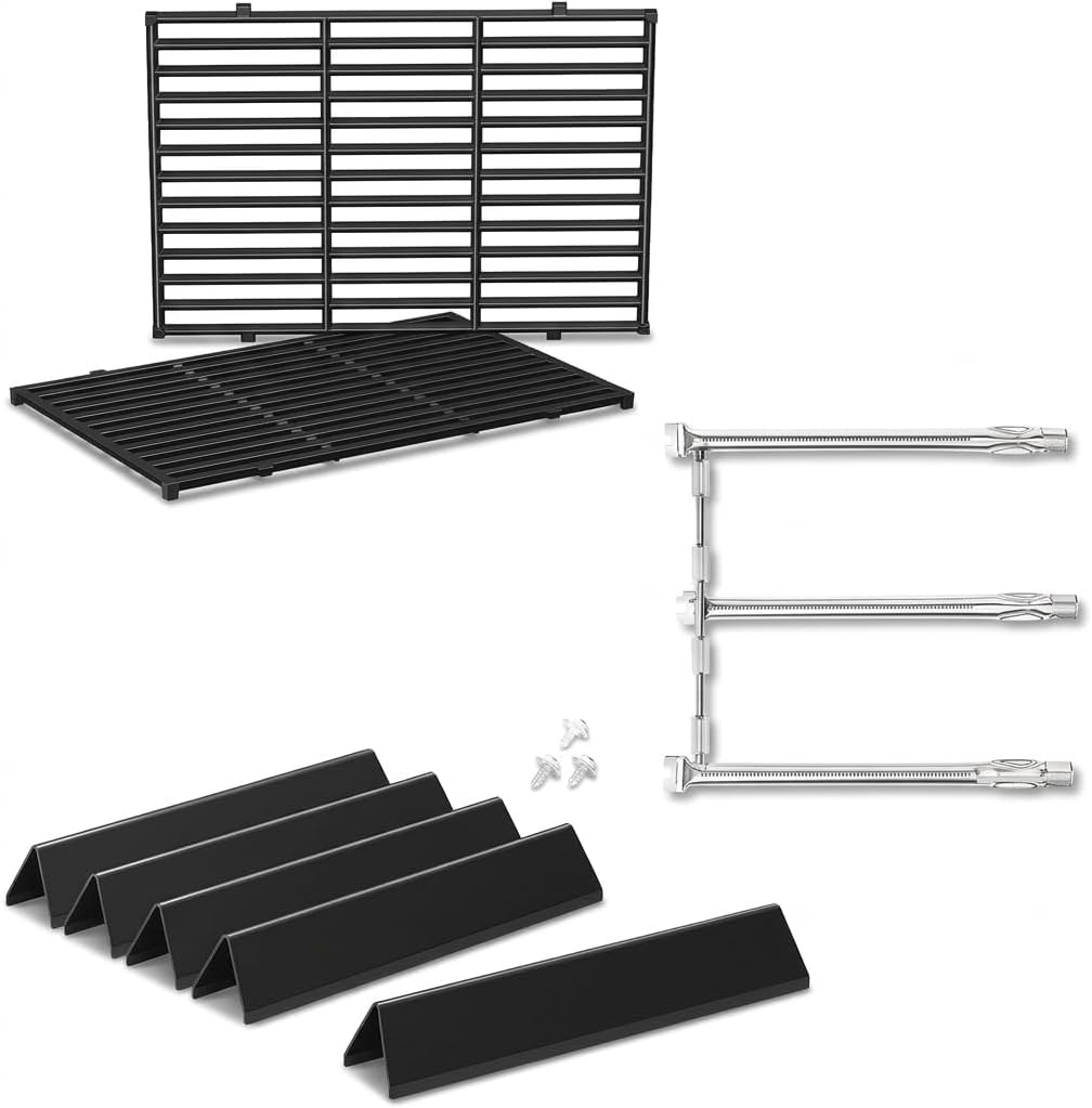 QuliMetal 69787 Grill Burner and 15.3" Flavorizer Bars & Grill Grates for Weber Spirit E-310 E-315 E-330 Series Grills with Front Control Knobs