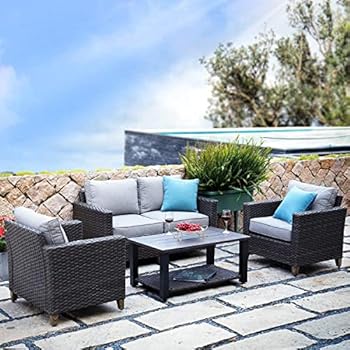 Grand-Patio-Outdoor-Rattan-Sets-with-Cushions-5-Pieces-PatioSectional-Sofa-All-Weather-Wicker-Patio-Conversation-Set-for-Yard-Poolside-Balcony-Patio-and-Garden-Dark-Brown5PCS