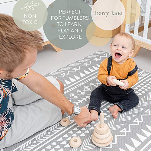 Berry Lane Baby Play Mat | Large 6.5 ft x 4.5 ft One-Piece Reversible Foam Floor Playmat | Tummy Time | Extra Soft & Thick | Non-Toxic | for Infants, Babies, Toddler, and Kids