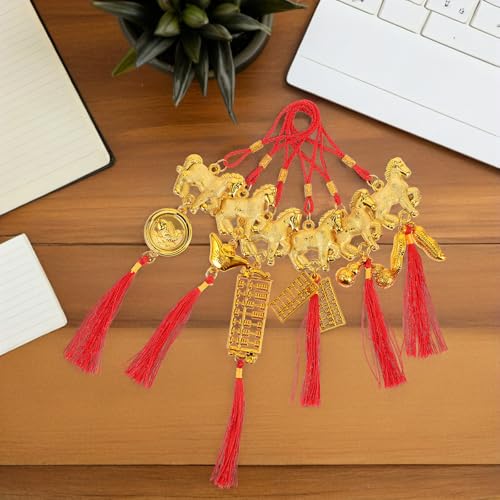 Decoración Año del Caballo 2026 sin deshilachado con borlas rojas chinas 6
