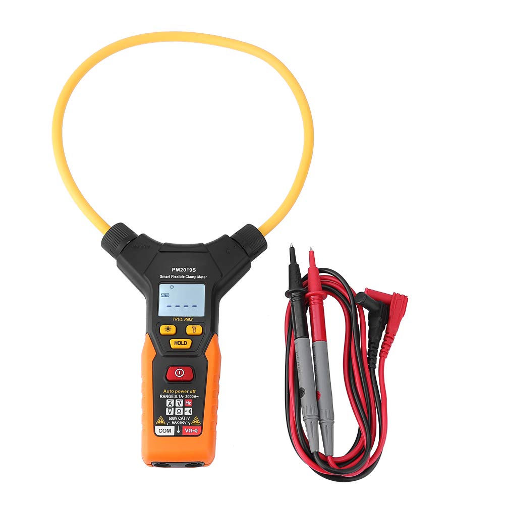 Pinza amperimétrica flexible digital portátil 3000A Kit de mantenimiento Probador de continuidad Multímetro de corriente CA Herramienta eléctrica de valor eficaz verdadero Rango automático(PM2019S)