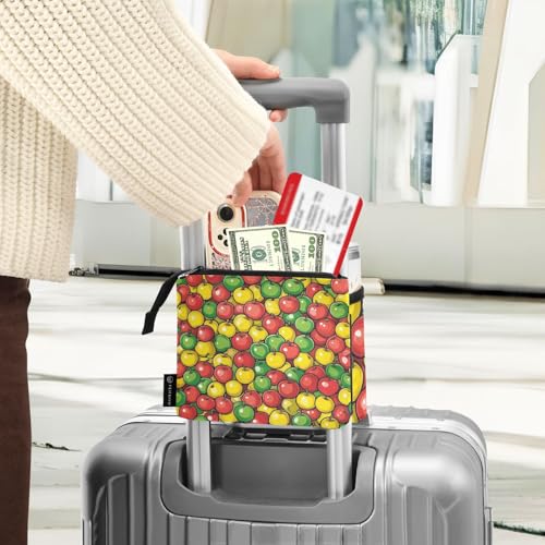 Image of Luggage Cup Holder for Suitcases Free Hands Suitcase Cup Holder Travel Luggage Drink Holder Portable Luggage Cup Caddy Bag Carrier with Handle Apples Colorful