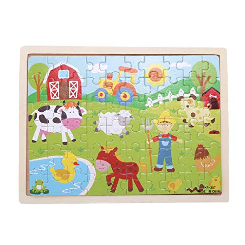 WEILYDF 60-teiliges Holzpuzzles für Kinder, Fleece, Insekten, Kognition, Kinder, Entwicklung Gehirn, Lernspielzeug, Ferme, Comme Description