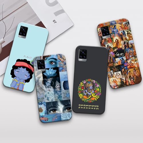 Image of COLORflow Back Cover Compatible with Vivo V20 | Krishna ji, Radha Krishna, God Customized Back Cover Compatible with Vivo V20