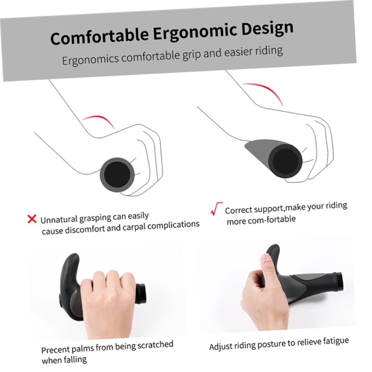 Milisten rutschfeste Gummigriffe mit Verriegelungsmechanismus für Mountainbike Lenker Ergonomische Fahrradgriffe für Langstreckenfahrten und Straßenräder
