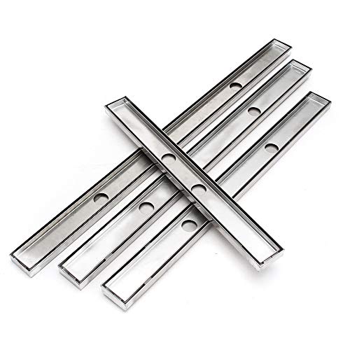 Xuanbao Floor Drain 600-1000MM Stainless Steel Tile Insert Shower Grate Floor Drain Linear Bathroom (Color : Silver, Size : 60cm)