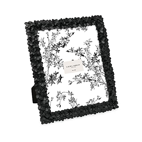 Image of Laura Ashley 8x10 Black Flower Textured Hand-Crafted Picture Frame w /Easel
