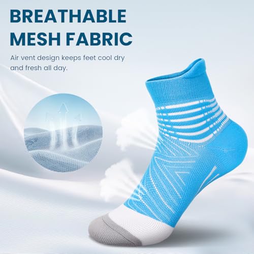 Image of IRAMY Compression Ankle Support Socks Women - Wicking, Cushioned Athletic, Plantar Fasciitis Relief 2 /3 /6 Pairs