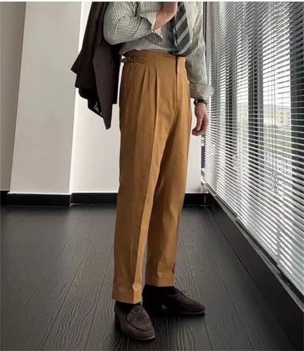 Men's Linen Dress Pants Straight Leg Summer Beach Vintage Trousers3