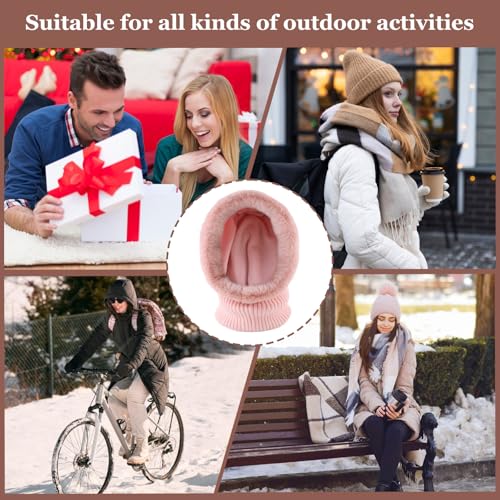 Image of Winter Fleece Balaclava Warm Men Hood Hat Knitted Hooded Scarf for Women Unisex Skull Cap