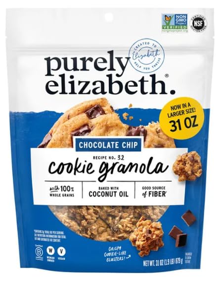 Purely Elizabeth Chocolate Chip Cookie Granola, 31oz Bag