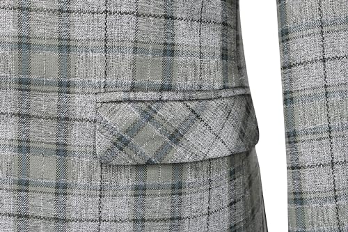 UNINUKOO Mens Suit Slim Fit 3 Piece Plaid Checked Tuxedo Formal Business Wedding Suits for Men4