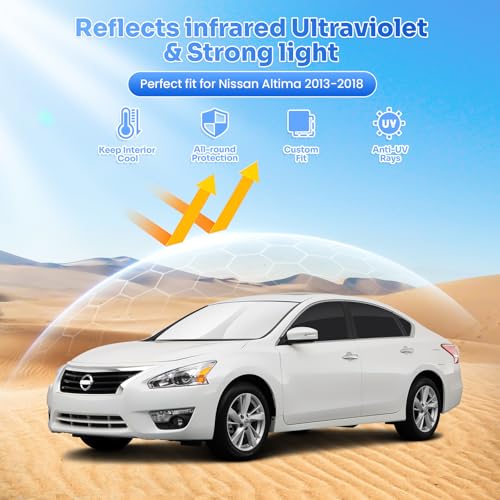 Image of Canvcle Window Shades for 2013-2018 Nissan Altima Accessories Windshield Sun Shade Side Rear Window Covers Sunshade Sun Visor Shield Privacy Protection for Camping Keep Vehicle Cool Black 8PCS