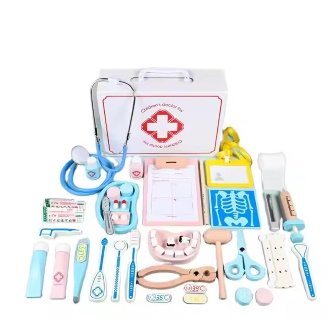 TOYARTSY Wooden Childrens Medical Toys Kit with White Storage Box - Ideal Doctor Set for Kids Pretend Play & Role Play - Fun Educational Role Play Toys for Imaginative Learning & Creative Playtime (B0CHJH51JX) Amazon Price History, Amazon Price Tracker