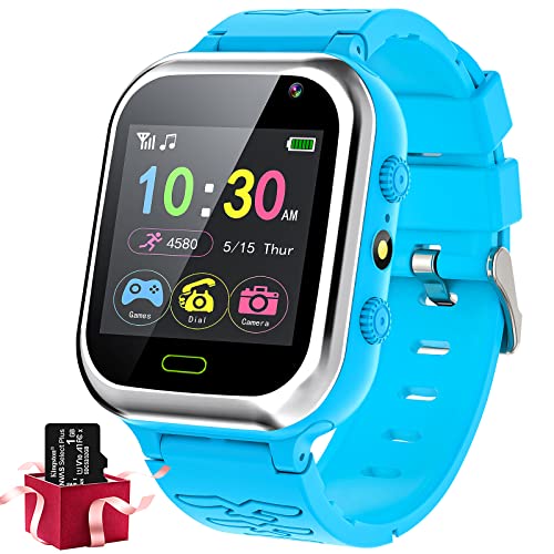 Montre Connectée Enfant Telephone SOS - Montre Intelligente Enfants Smartwatch Téléphone, Caméra Jeux éducatifs Lecteur MP3 Musique, Garçons Filles étudiants Cadeau d'anniversaire Idéal 4-12 Ans(bleu)