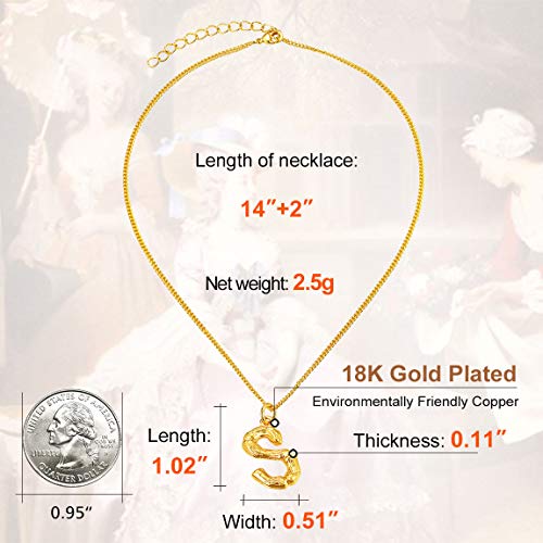 Chainspro Gold Letter S Necklace Bamboo Initial 18K Gold Plated Women Choker (Letter S) #TOP5