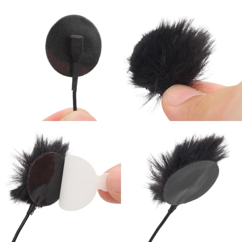 URSA Fur Circles - Mini Windshields for Lavalier/Lapel Microphones. Reduce Wind Noise & Clothing Rustle. (100x Circles, Black)