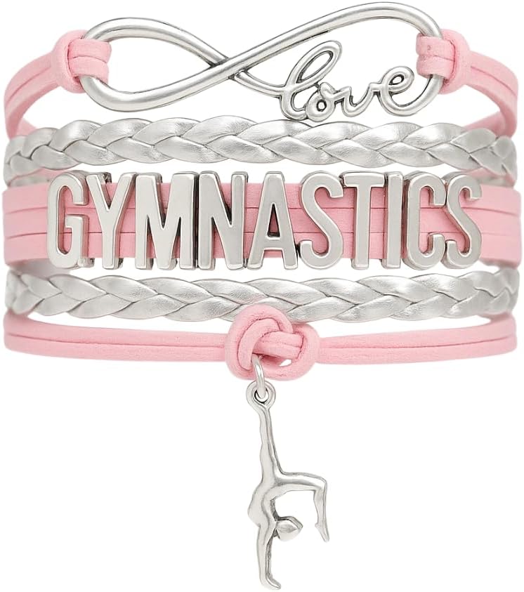 Infinity Collection Gymnastics Bracelets For Girls- Adjustable Charm Bracelet Gymnastic Charm. Gymnastics Bracelet Gifts for Gymnasts, Teams & Coaches.