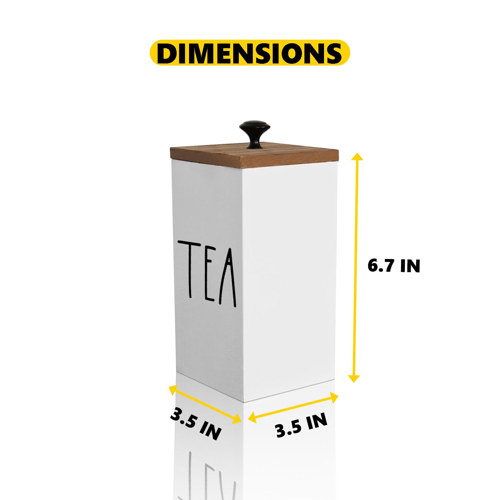 Farmhouse Wood Tea Bag Holder & Dispenser - White, With Removable Lid